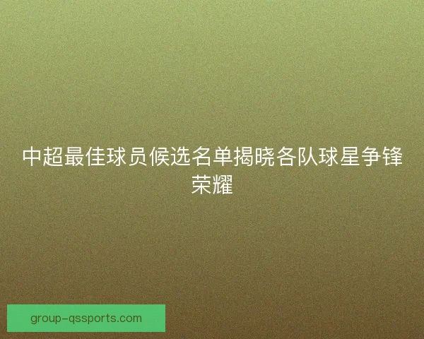 中超最佳球员候选名单揭晓各队球星争锋荣耀